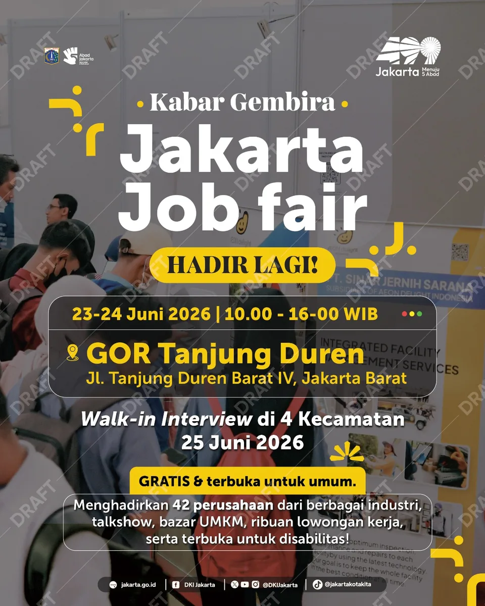 Job Fair Provinsi Banten 2026 (Suku Dinas TKTE Wilayah Provinsi Banten Barat) : 23-24 Juni 2026